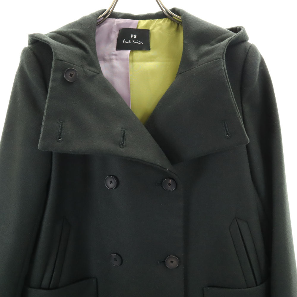 PS Paul Smith ピーエスポールスミス 長袖 ウールコート 38 グリーン系 フード レディース