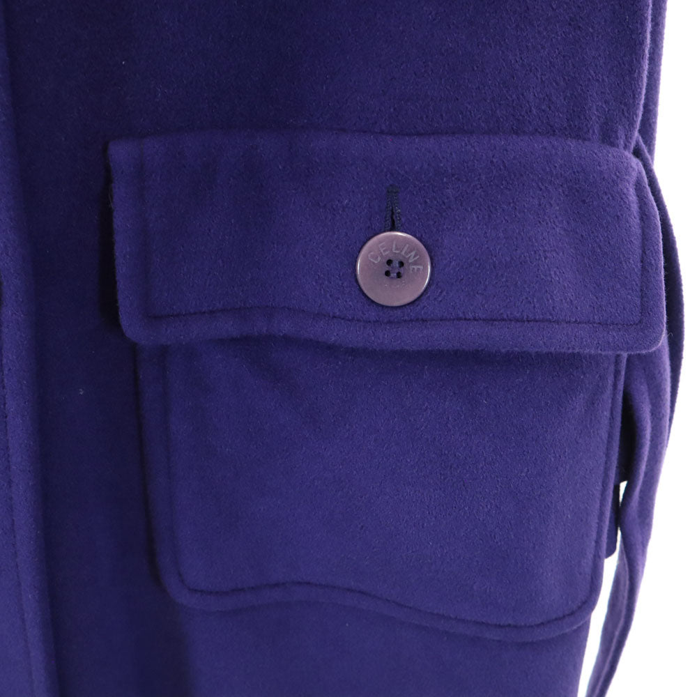 CELINE セリーヌ フランス製 アンゴラ カシミヤブレンド オールド アルスター コート 38 パープル レディース