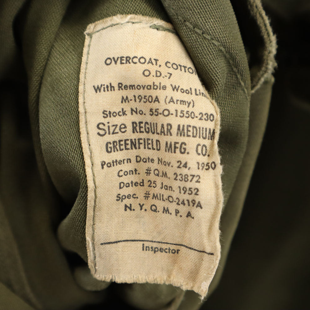 US ARMY アメリカ軍 50s 長袖 オーバー コート L カーキ系 ミリタリー メンズ