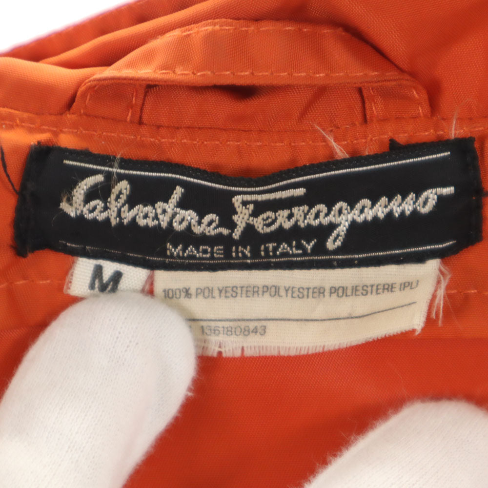 Salvatore Ferragamo サルヴァトーレフェラガモ 90s イタリア製 オールド 長袖 ポケッタブル レインコート M オレンジ系 レディース