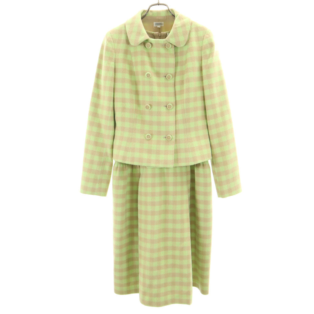 FOXEY フォクシー 日本製 カシミヤ100% ノースリーブ アンサンブル 42 グリーン系 長袖ジャケット ワンピース レディース