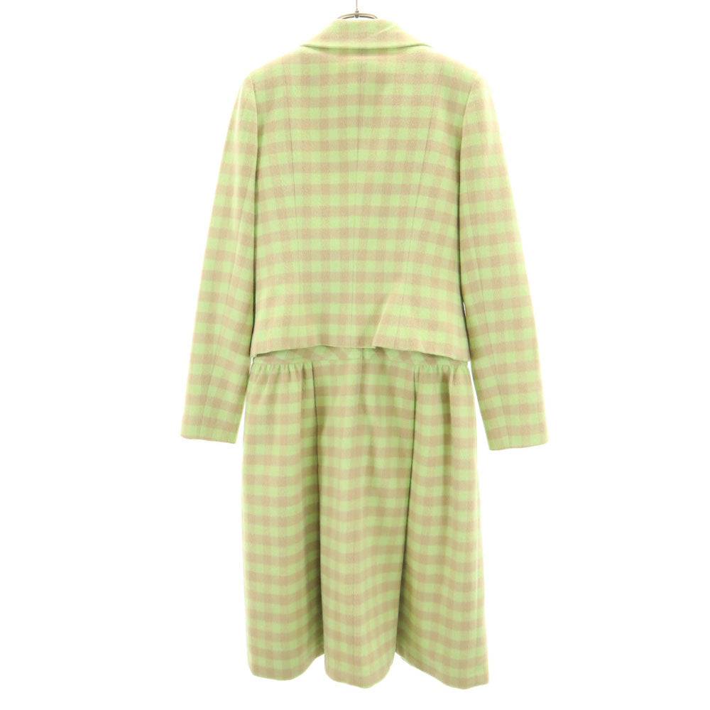 FOXEY フォクシー 日本製 カシミヤ100% ノースリーブ アンサンブル 42 グリーン系 長袖ジャケット ワンピース レディース