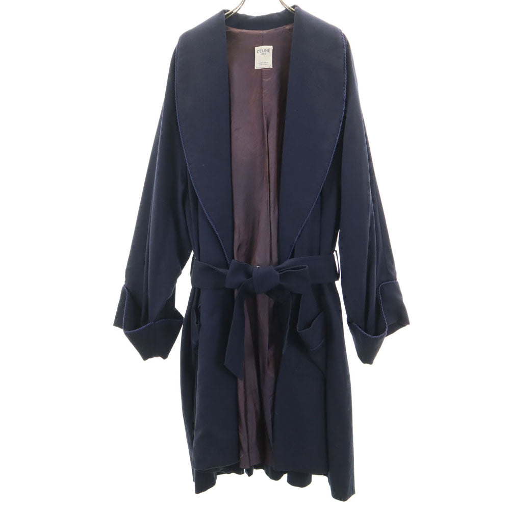CELINE セリーヌ ウール 長袖 ガウンコート ネイビー系 レディース