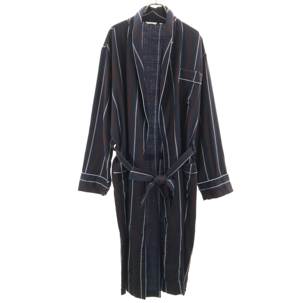 ロベルトリチェッティ イタリア製 ストライプ柄 ガウンコート L ネイビー ルームウェア メンズ