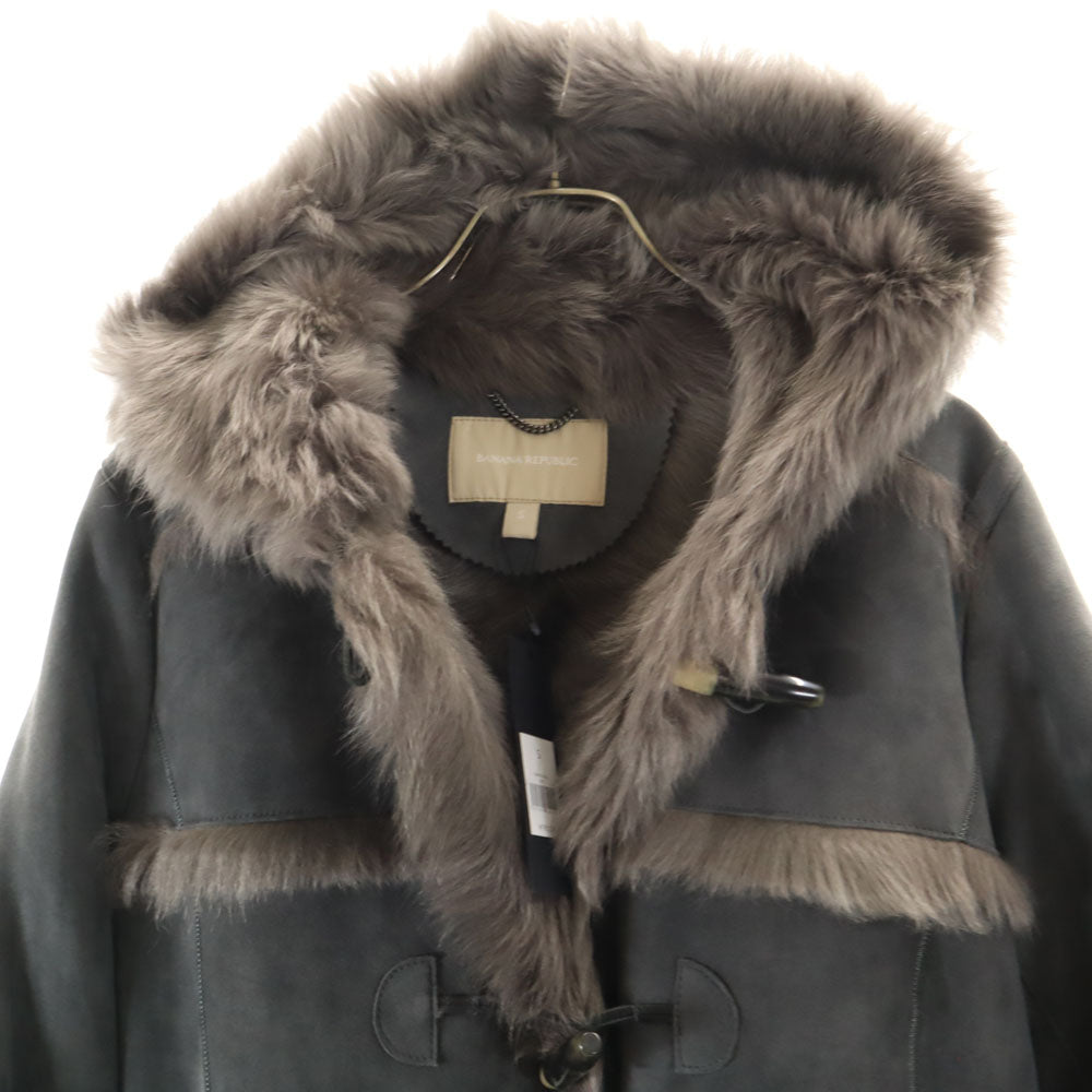 Banana Republic バナナリパブリック リアルファー付き ムートンコート S グレー レディース