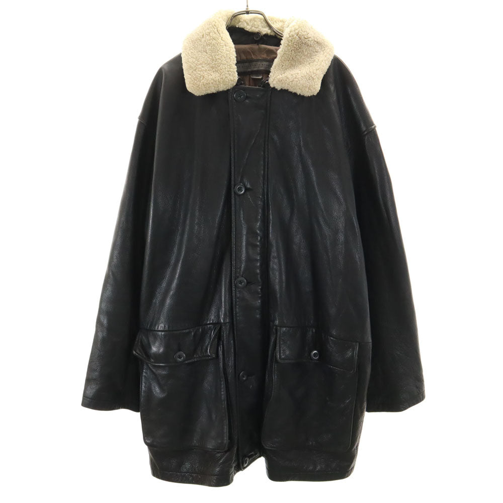 LECOLLEZIONISTRUCTURE ステンカラー レザーコート L ブラック LECOLLEZIONISTRUCTURE メンズ