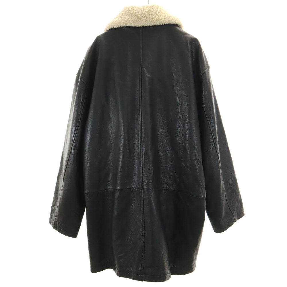 LECOLLEZIONISTRUCTURE ステンカラー レザーコート L ブラック LECOLLEZIONISTRUCTURE メンズ