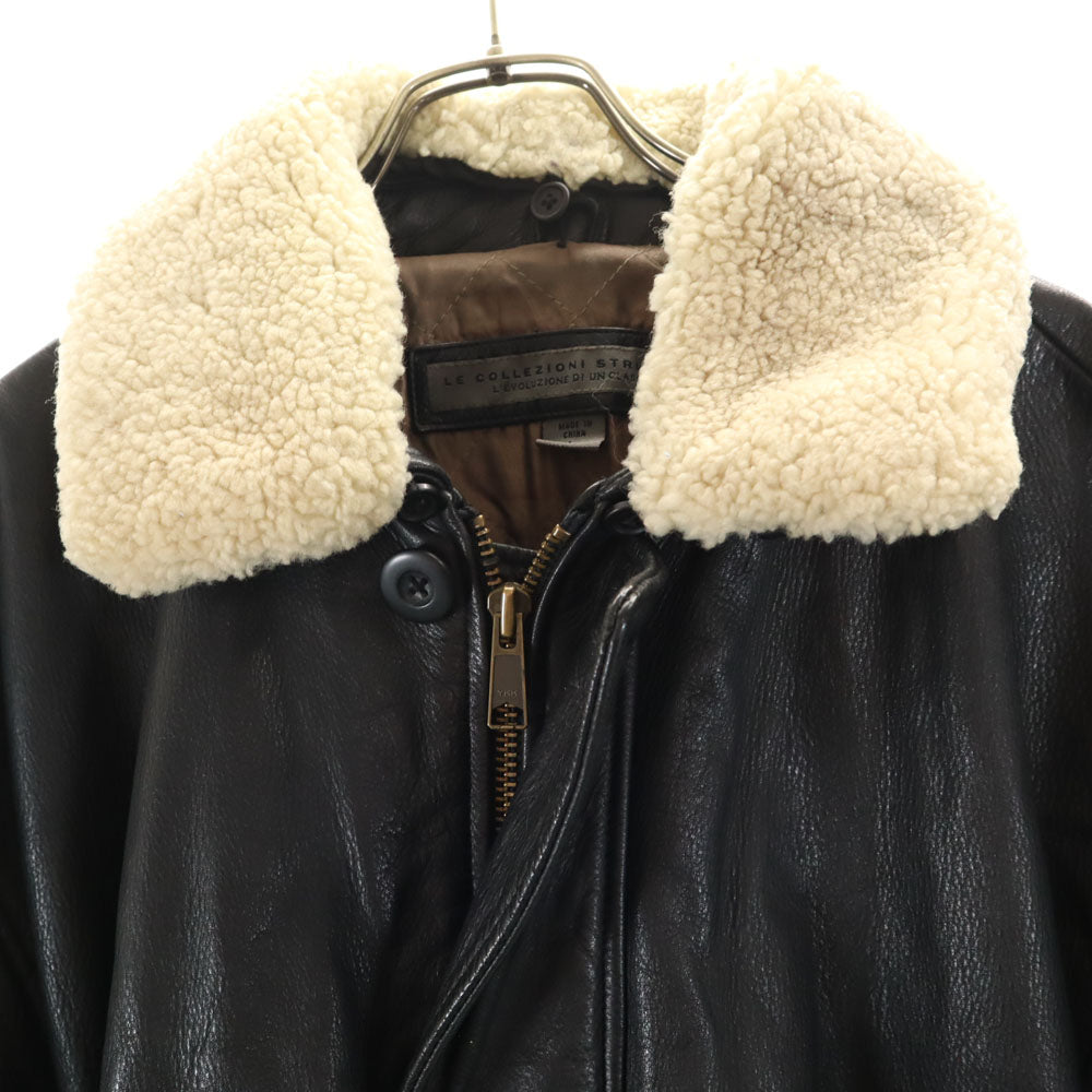 LECOLLEZIONISTRUCTURE ステンカラー レザーコート L ブラック LECOLLEZIONISTRUCTURE メンズ