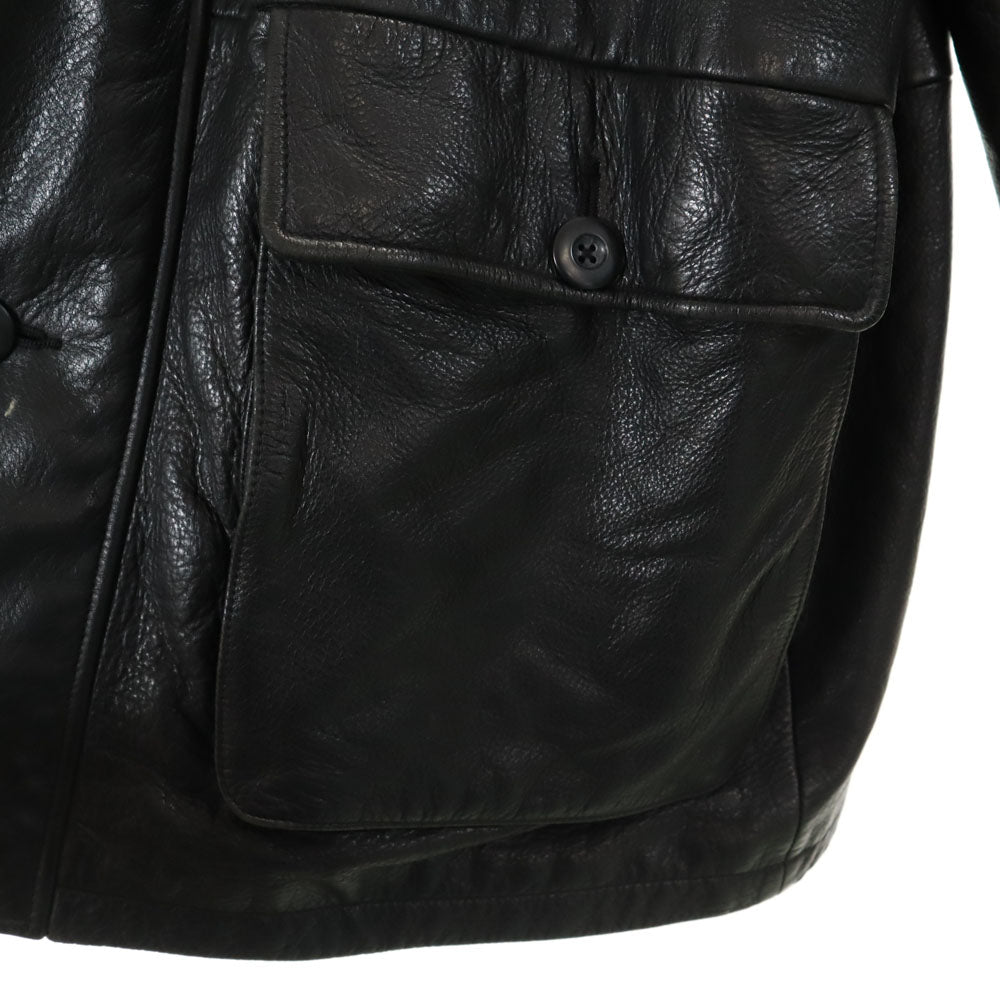 LECOLLEZIONISTRUCTURE ステンカラー レザーコート L ブラック LECOLLEZIONISTRUCTURE メンズ