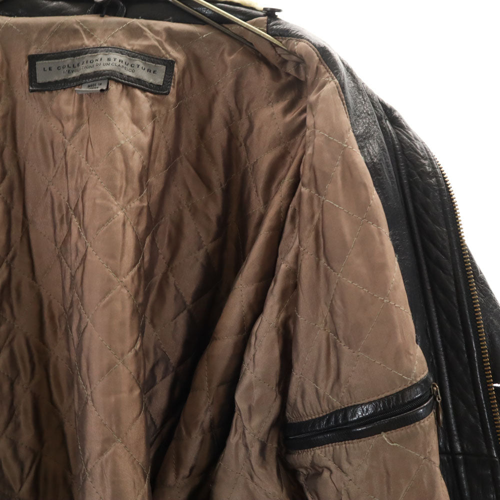 LECOLLEZIONISTRUCTURE ステンカラー レザーコート L ブラック LECOLLEZIONISTRUCTURE メンズ