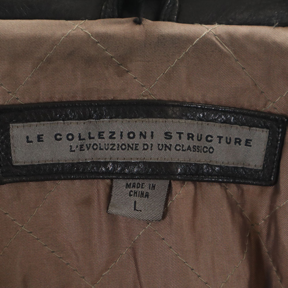 LECOLLEZIONISTRUCTURE ステンカラー レザーコート L ブラック LECOLLEZIONISTRUCTURE メンズ