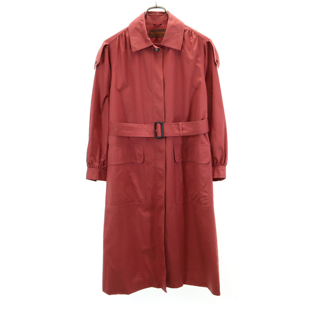 YVES SAINT LAURENT イヴサンローラン 80s 90s オールド ステンカラーコート T9 レッド系 レディース