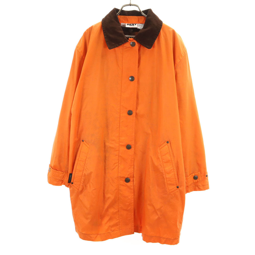 DKNY JEANS ダナキャランニューヨークジーンズ 90s オールド ステンカラーコート S オレンジ ライナー付き レディース