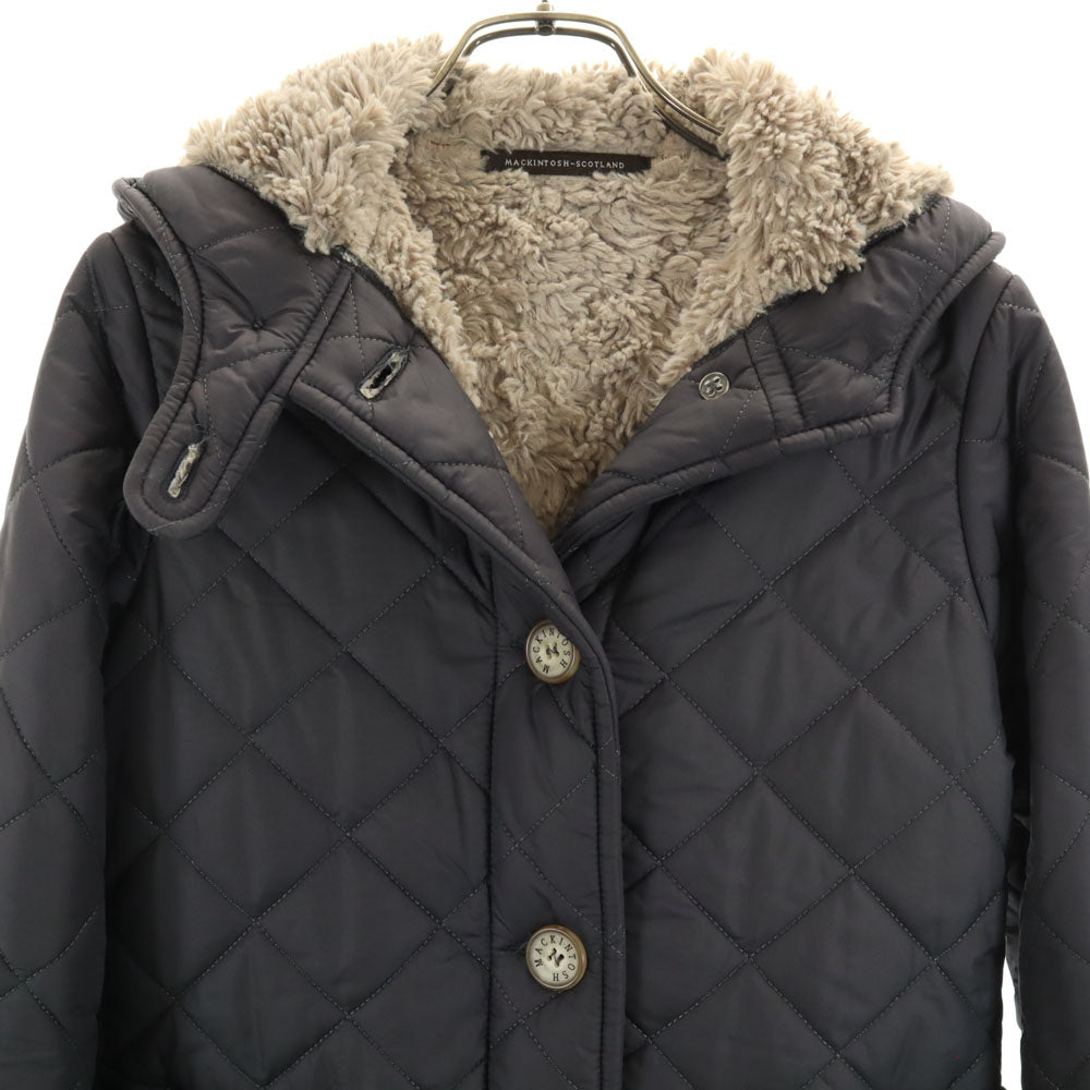 Mackintosh マッキントッシュ スコットランド製 キルティングコート 34 チャコールグレー 裏ボア レディース