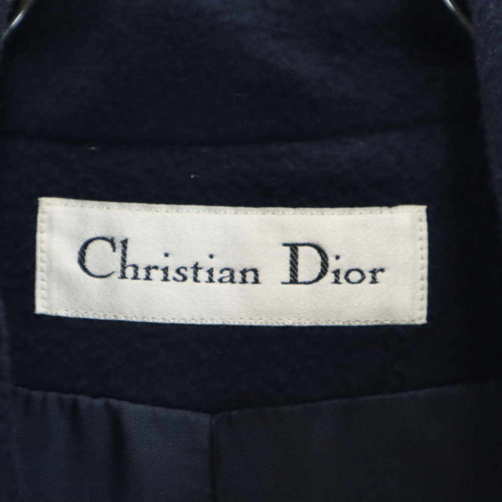 Christian Dior クリスチャンディオール 90s USA製 オールド ロロピアーナ ラムウール ダブル コート 6 ネイビー レディース