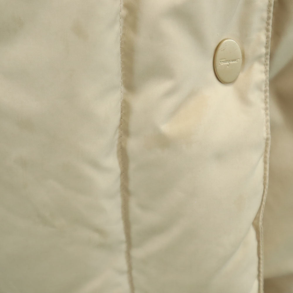 Salvatore Ferragamo サルヴァトーレフェラガモ 90s イタリア製 オールド ラビットファー付き 中綿コート 42 ベージュ レディース