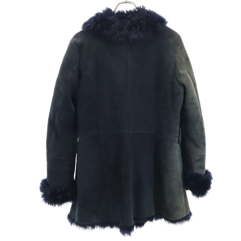 ムーンバット イタリア製 シャーリング加工 ムートンコート 46 チャコールネイビー レディース