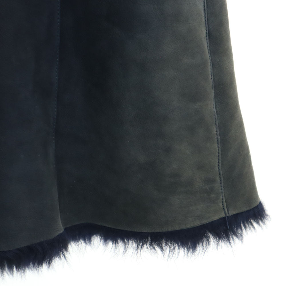 ムーンバット イタリア製 シャーリング加工 ムートンコート 46 チャコールネイビー レディース