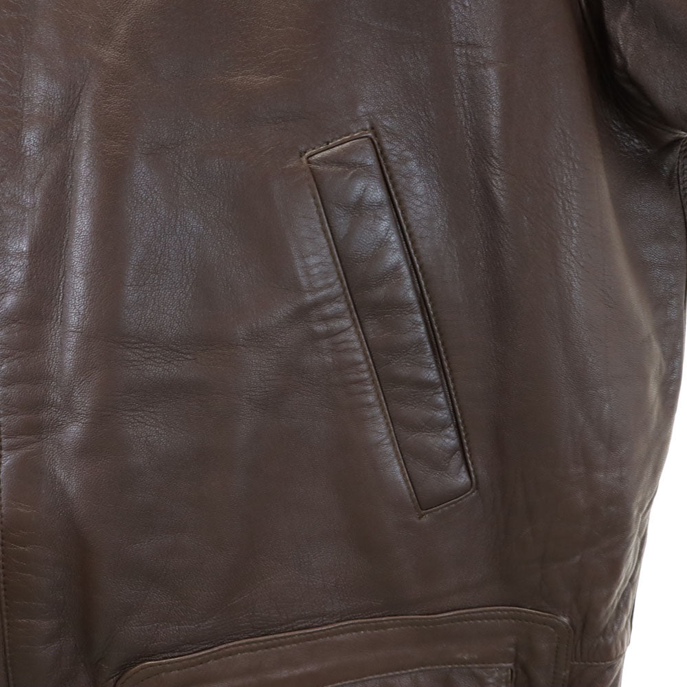 A.C.S.A スペイン製 レザーコート 50 ブラウン メンズ