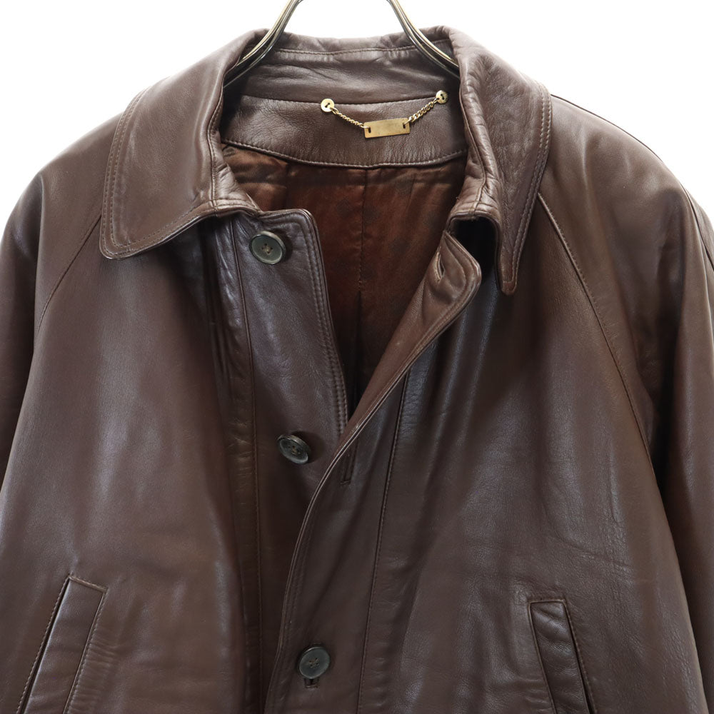 A.C.S.A スペイン製 レザーコート 50 ブラウン メンズ