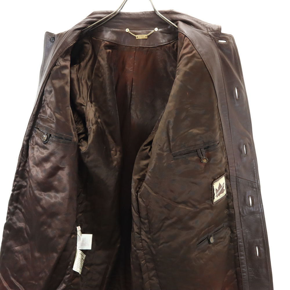 A.C.S.A スペイン製 レザーコート 50 ブラウン メンズ