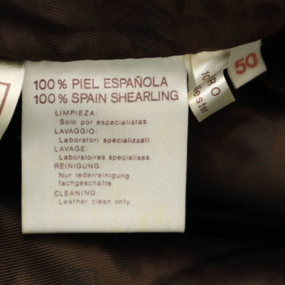 A.C.S.A スペイン製 レザーコート 50 ブラウン メンズ