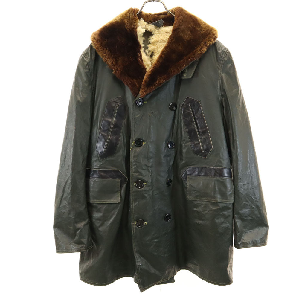 US NAVY アメリカ海軍 40s ヴィンテージ NXSs18795 ネイビデパートメント バーンストーマー コート 40 ブラック ミリタリー 襟ムートン メンズ