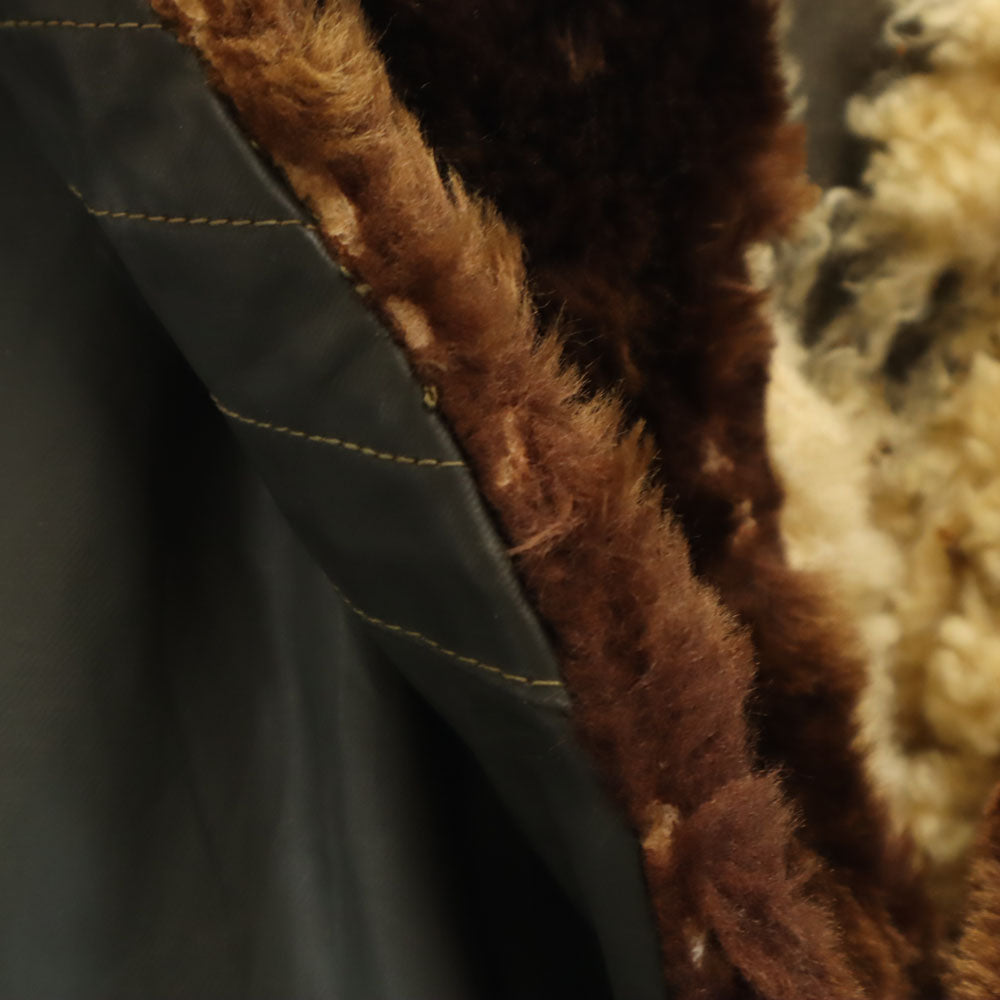 US NAVY アメリカ海軍 40s ヴィンテージ NXSs18795 ネイビデパートメント バーンストーマー コート 40 ブラック ミリタリー 襟ムートン メンズ