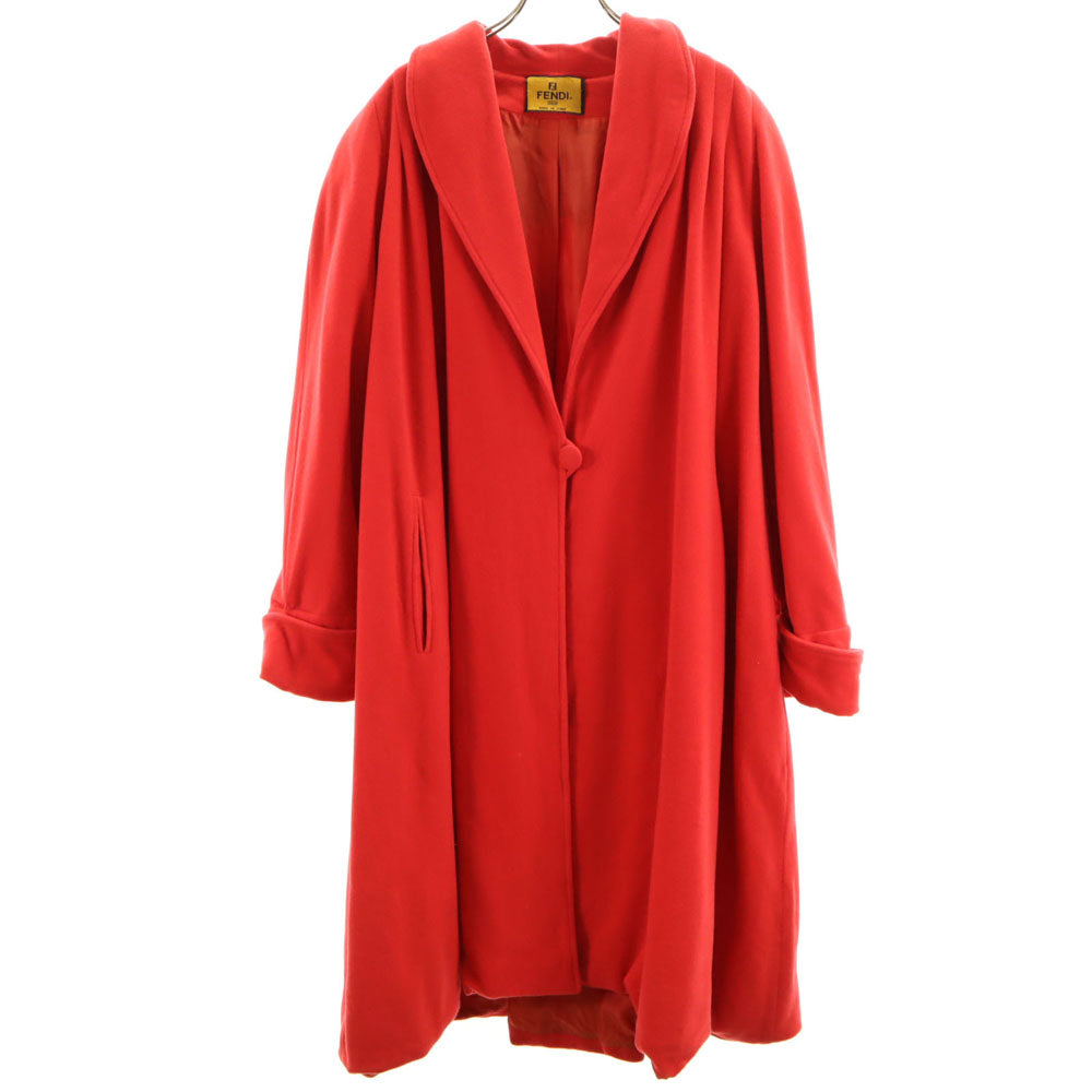 FENDI フェンディ 90s イタリア製 オールド コート レッド レディース フェンディ 90s イタリア製 オールド ショールカラー コート 42 レッド