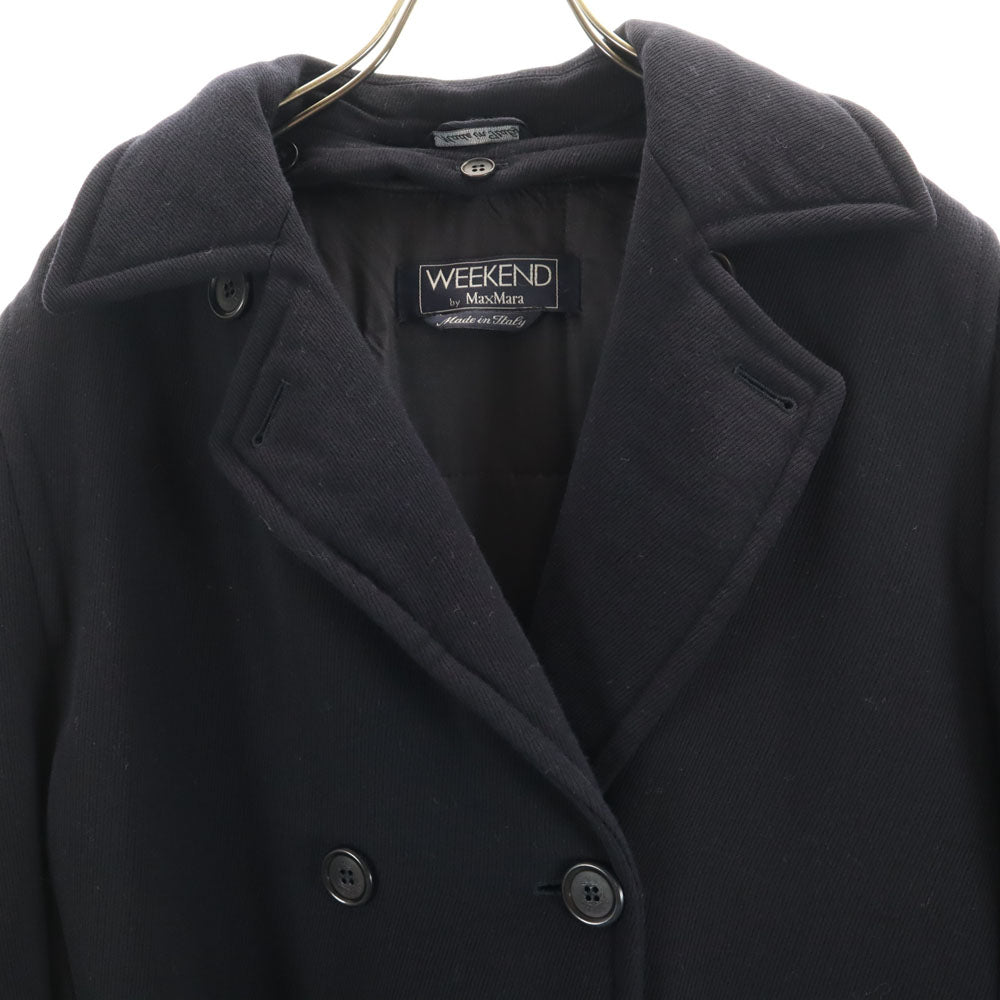ウィークエンドバイマックスマーラ ダブルブレスト コート 42 ネイビー WEEKEND by Max Mara 中綿ライナー付き レディース