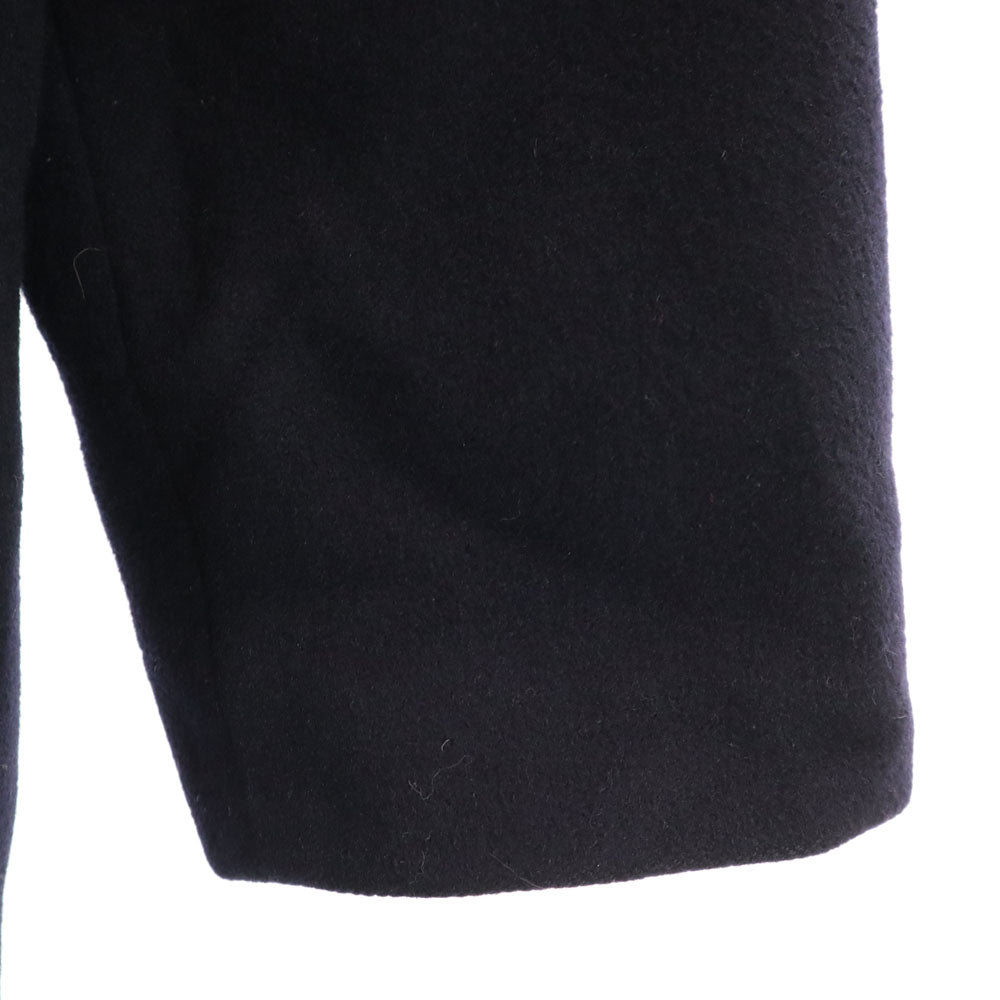 ハナムラ カシミヤブレンド ダブルブレスト メルトン コート 11R ネイビー レディース