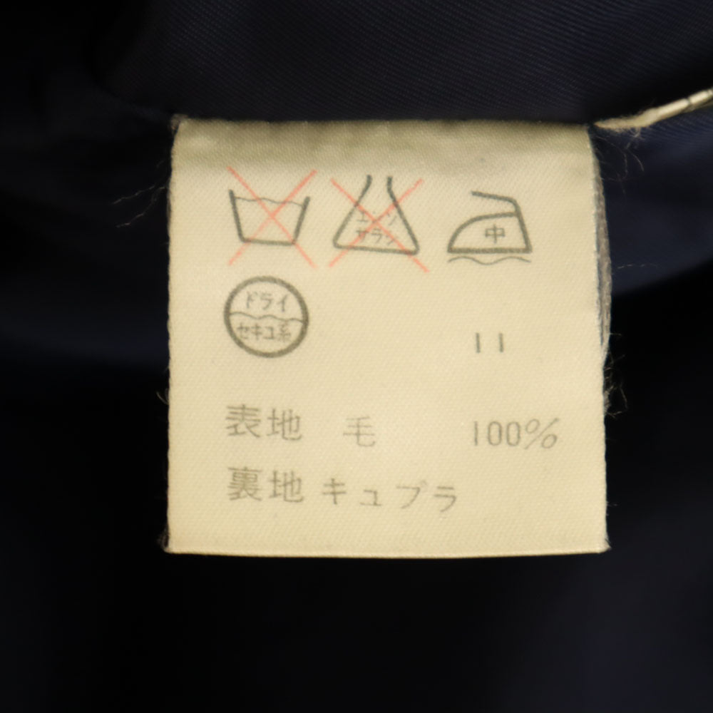 ハナムラ カシミヤブレンド ダブルブレスト メルトン コート 11R ネイビー レディース