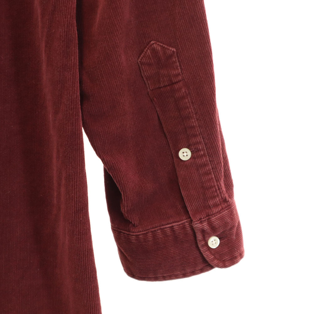 RALPH LAUREN ラルフローレン 90s BIG SHIRT オールド 長袖 コーデュロイ ボタンダウン シャツワンピース ボルドー系 レディース