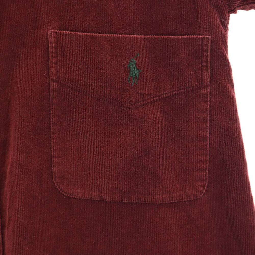 RALPH LAUREN ラルフローレン 90s BIG SHIRT オールド 長袖 コーデュロイ ボタンダウン シャツワンピース ボルドー系 レディース