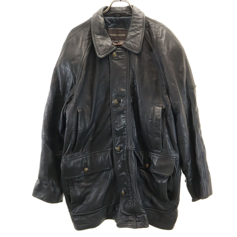 D'HOMME A HOMME 韓国製 シープスキン レザーコート L ブラック D'HOMME A HOMME メンズ