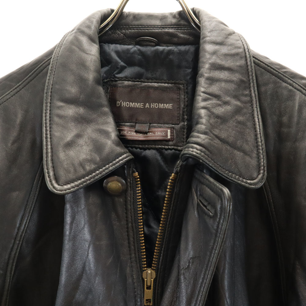 D'HOMME A HOMME 韓国製 シープスキン レザーコート L ブラック D'HOMME A HOMME メンズ