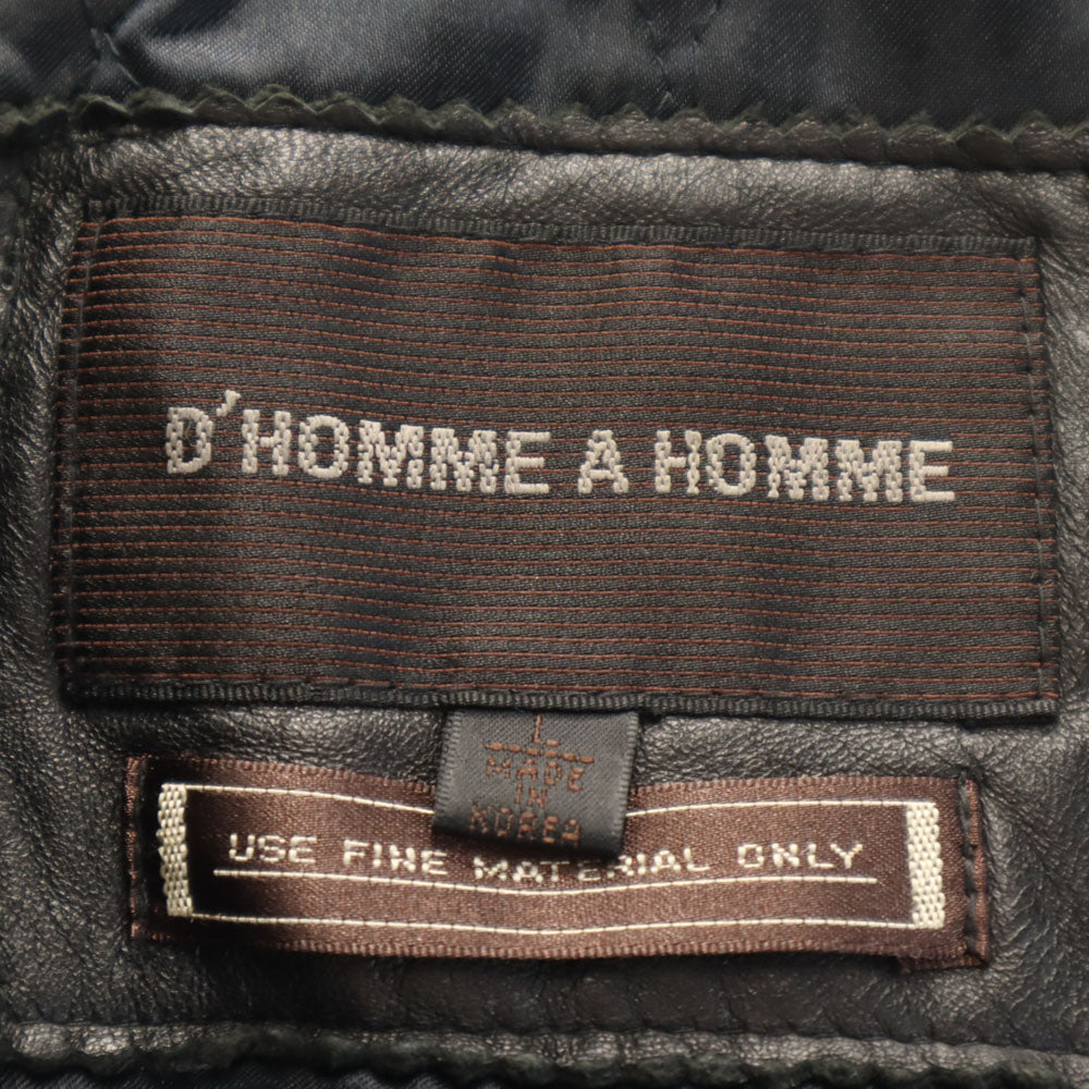 D'HOMME A HOMME 韓国製 シープスキン レザーコート L ブラック D'HOMME A HOMME メンズ