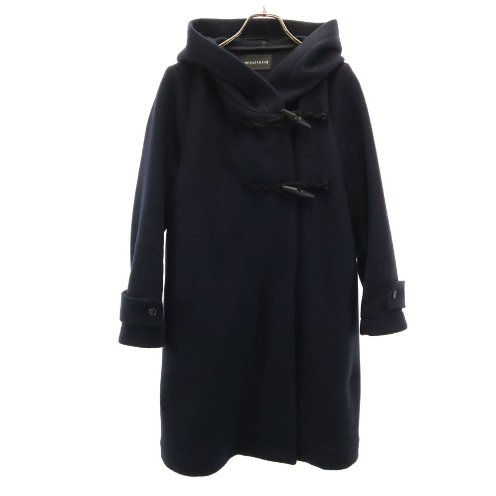 ミズイロインド ウールブレンド ダッフルコート ネイビー mizuiro ind レディース