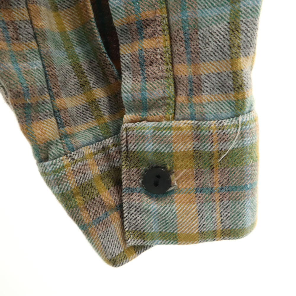 VINTAGE ヴィンテージ 60s グランパ チェック柄 長袖 シャツワンピース 水色 他 レディース