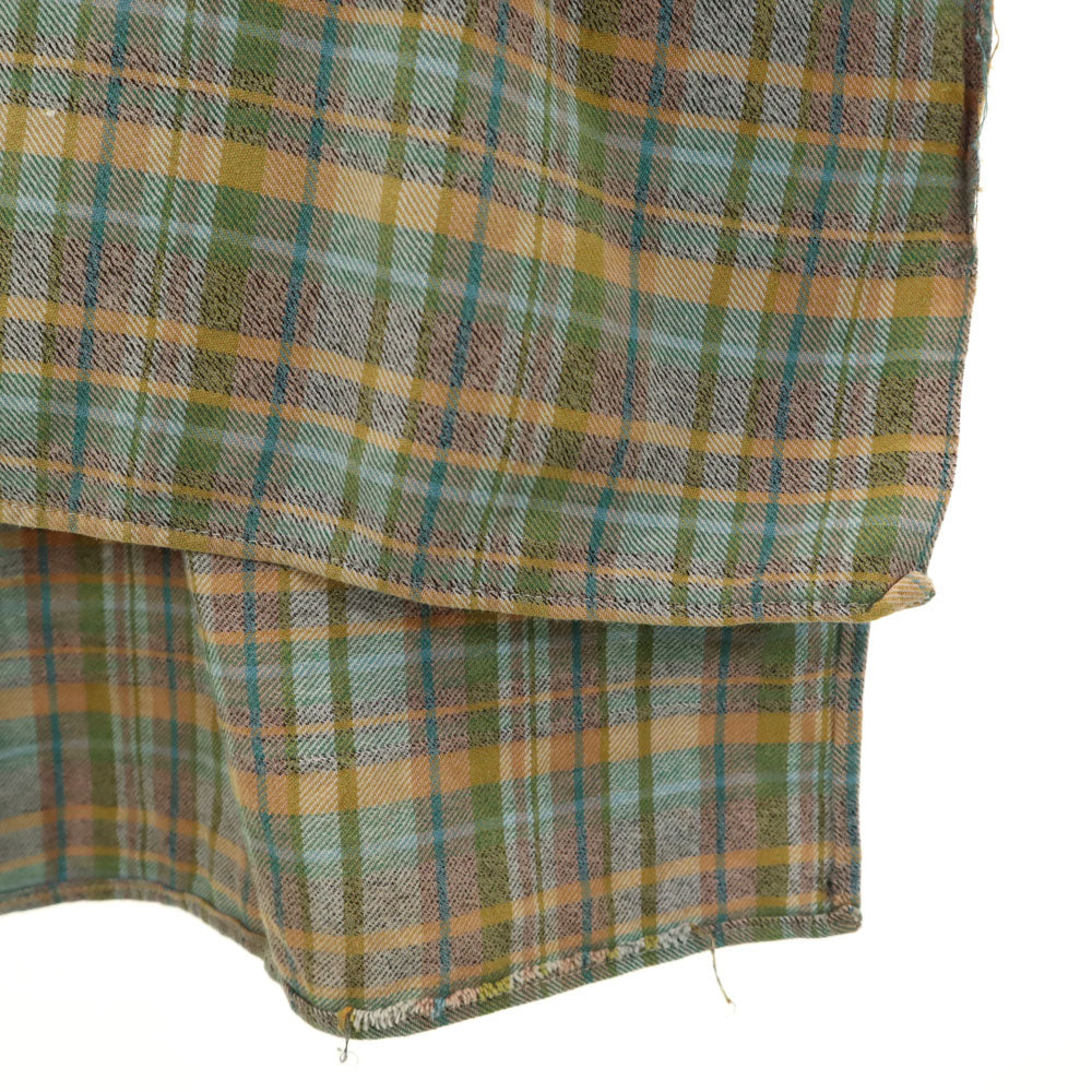 VINTAGE ヴィンテージ 60s グランパ チェック柄 長袖 シャツワンピース 水色 他 レディース