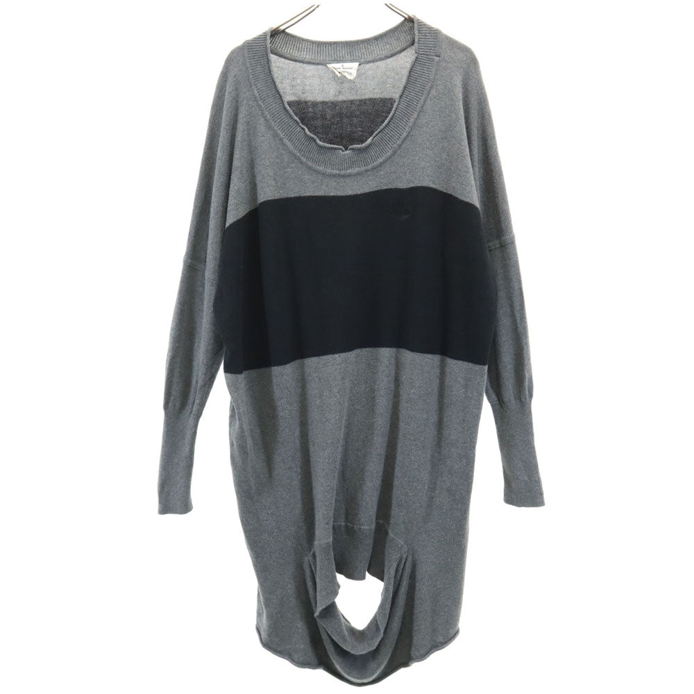 Vivienne Westwood ANGLOMANIA ヴィヴィアンウエストウッド アングロマニア 長袖 ニット ワンピース 38 グレー 変形 レディース