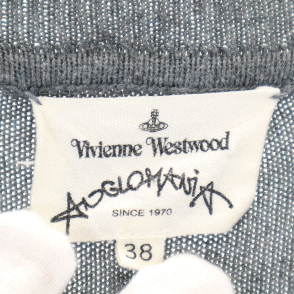 Vivienne Westwood ANGLOMANIA ヴィヴィアンウエストウッド アングロマニア 長袖 ニット ワンピース 38 グレー 変形 レディース