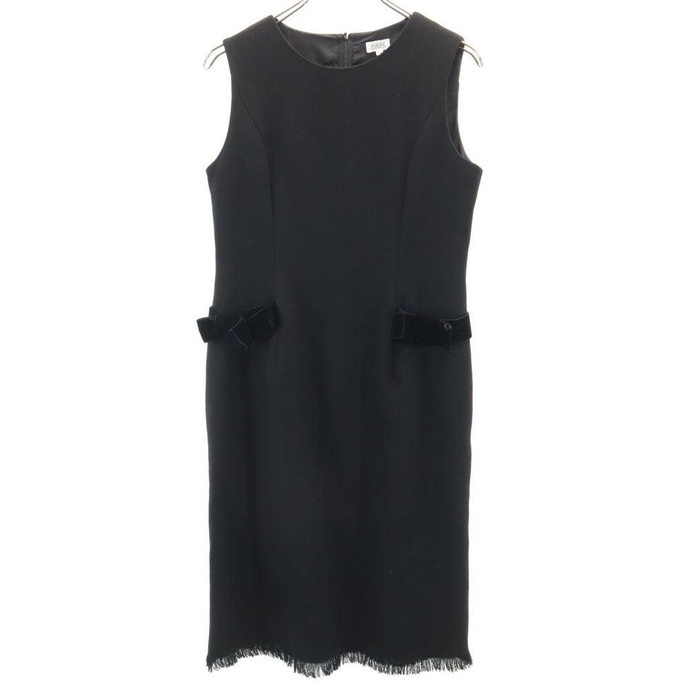 FOXEY フォクシー 日本製 ノースリーブ ワンピース 38 ブラック レディース