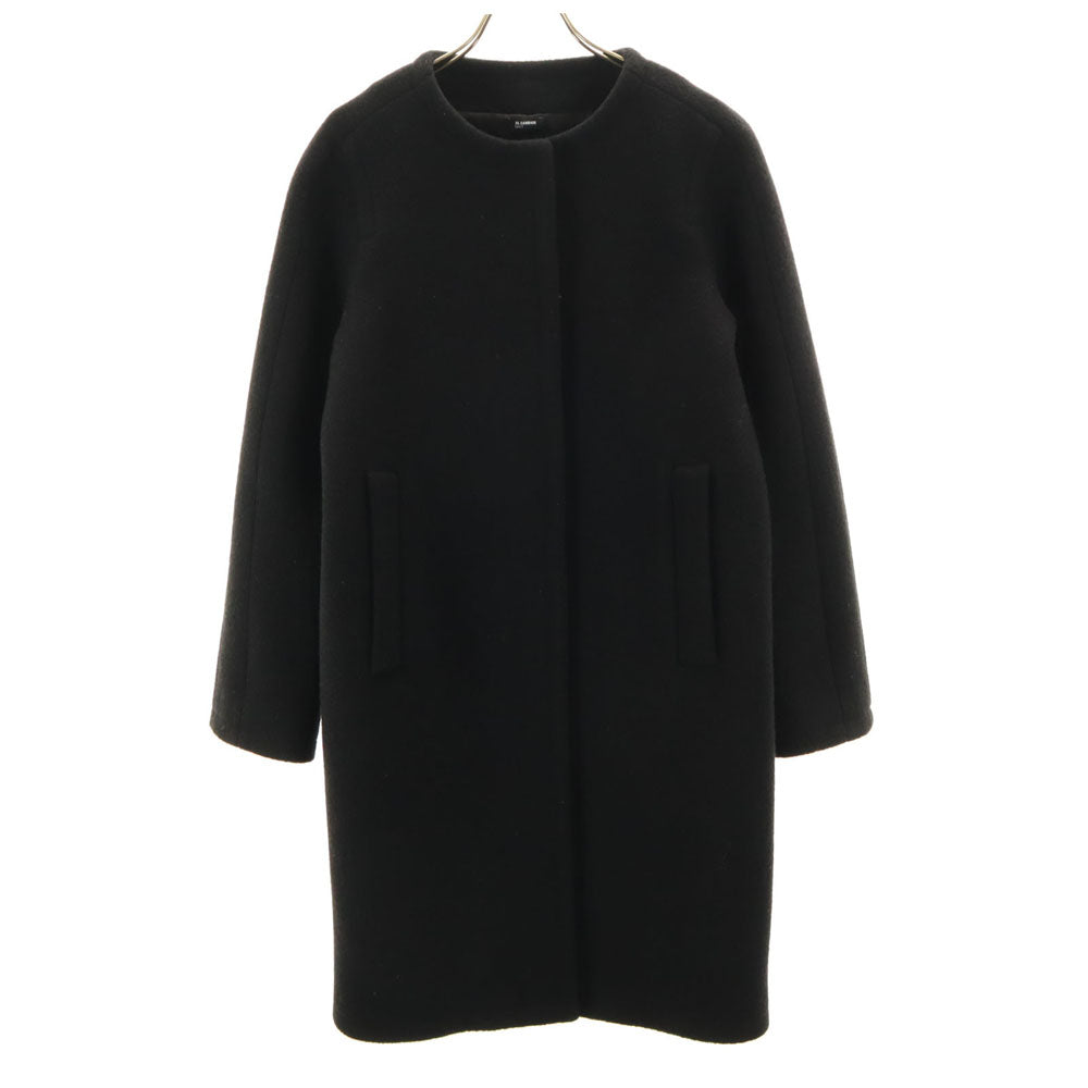 JIL SANDER NAVY ジルサンダーネイビー イタリア製 ノーカラーコート 34 ブラック レディース