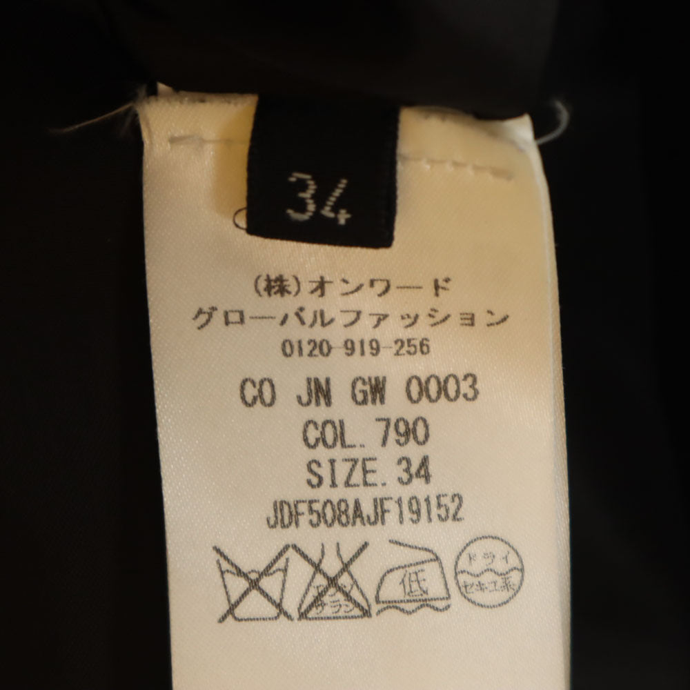 JIL SANDER NAVY ジルサンダーネイビー イタリア製 ノーカラーコート 34 ブラック レディース