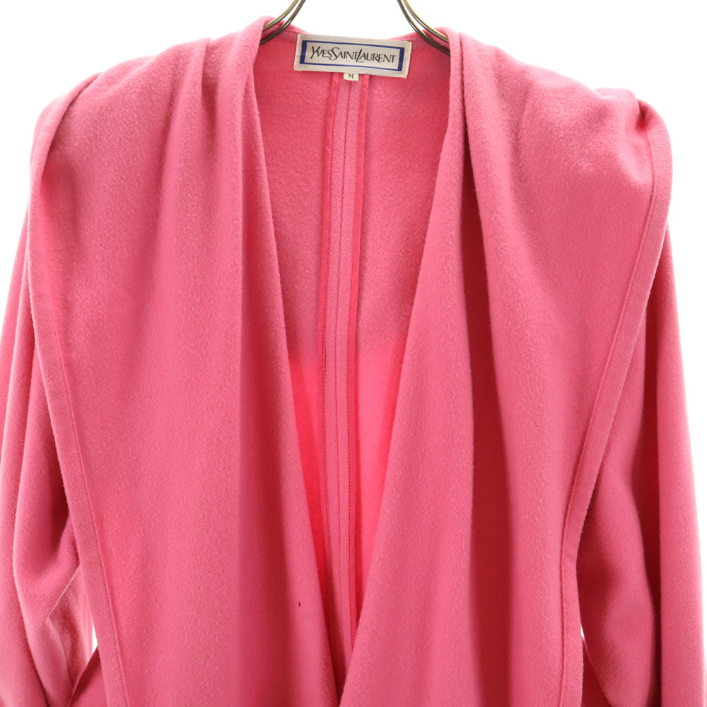 イヴサンローラン 90s オールド フーデッド コート M ピンク YVES SAINT LAURENT レディース