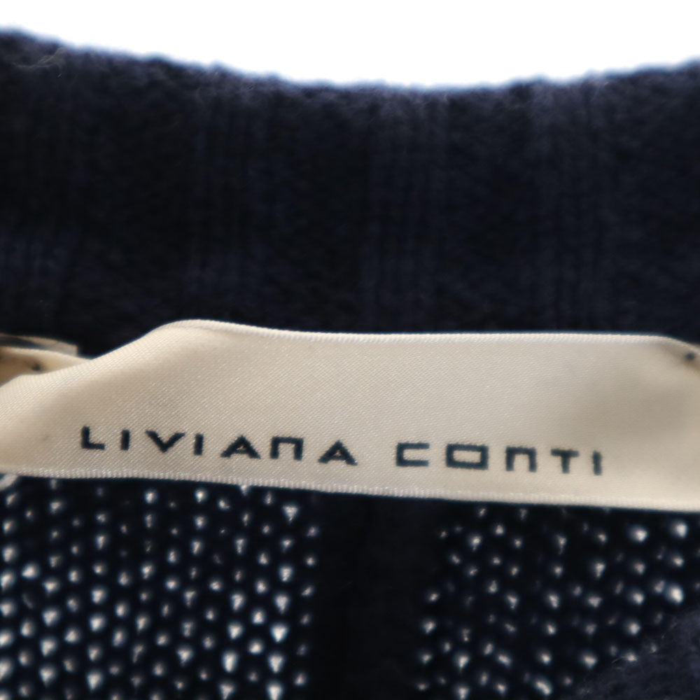 未使用 LIVIANA CONTI リビアナコンティ イタリア製 長袖 ロング ニット M ネイビー セーター チュニック レディース
