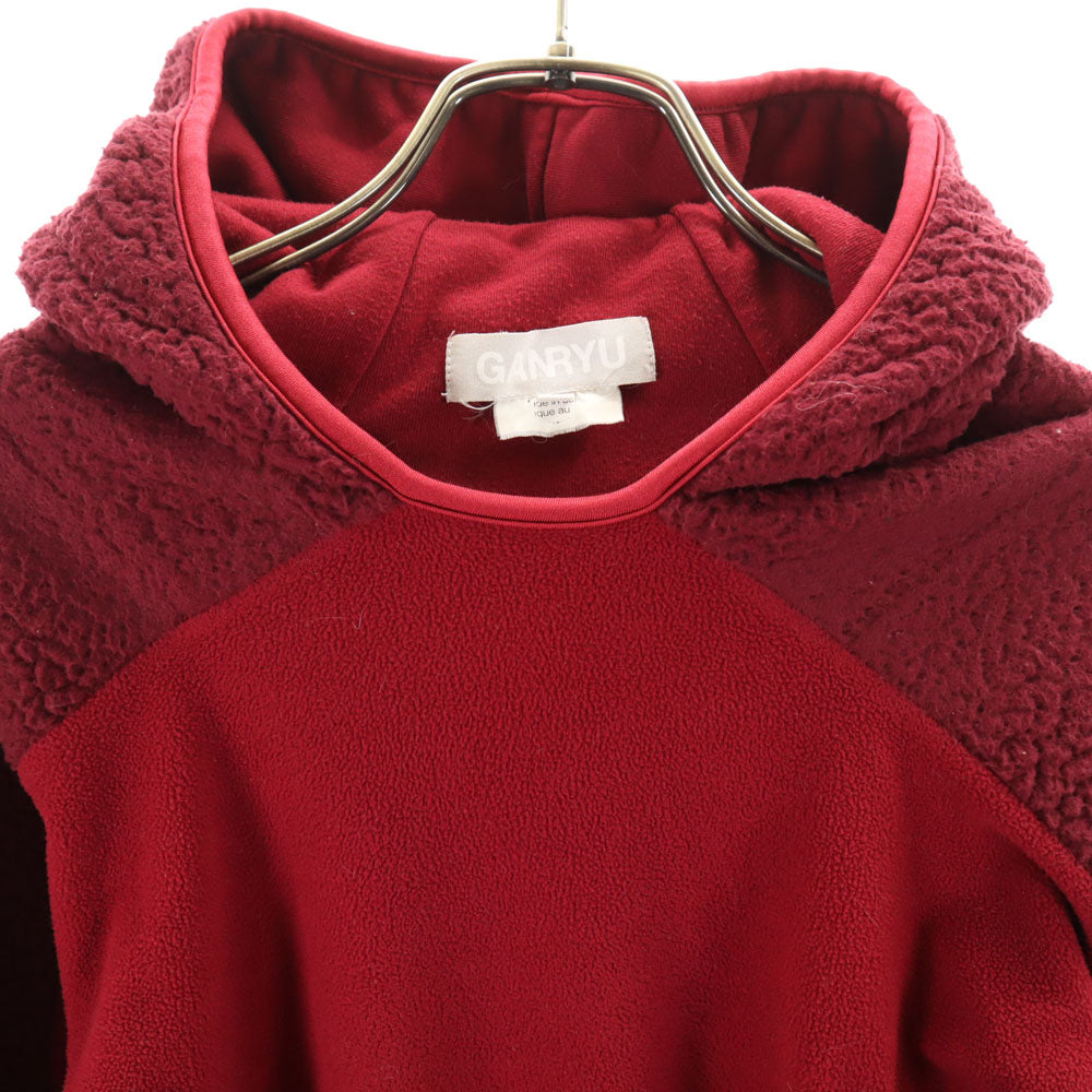 GANRYU ガンリュウ 2014年 日本製 長袖 フリース切替 ワンピース M ボルドー コムデギャルソン レディース