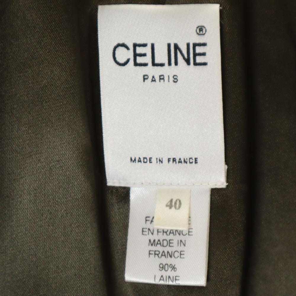 CELINE セリーヌ フランス製 カシミヤブレンド メルトン コート 40 カーキ レディース