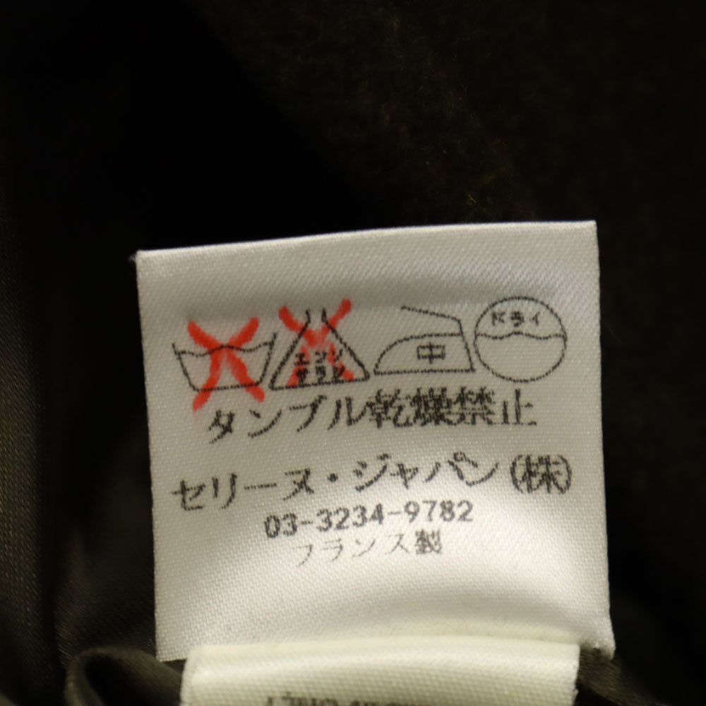 CELINE セリーヌ フランス製 カシミヤブレンド メルトン コート 40 カーキ レディース